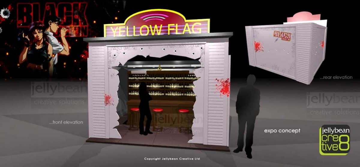 Black Lagoon Yellow Flag Bar Exhibition Stand Design